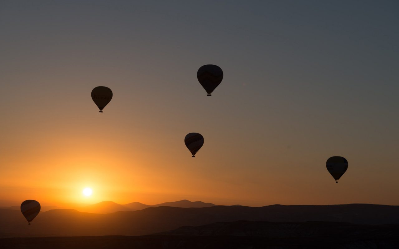 Air Balloons Sunset Mind Relax Evening Fhd Wallpaper